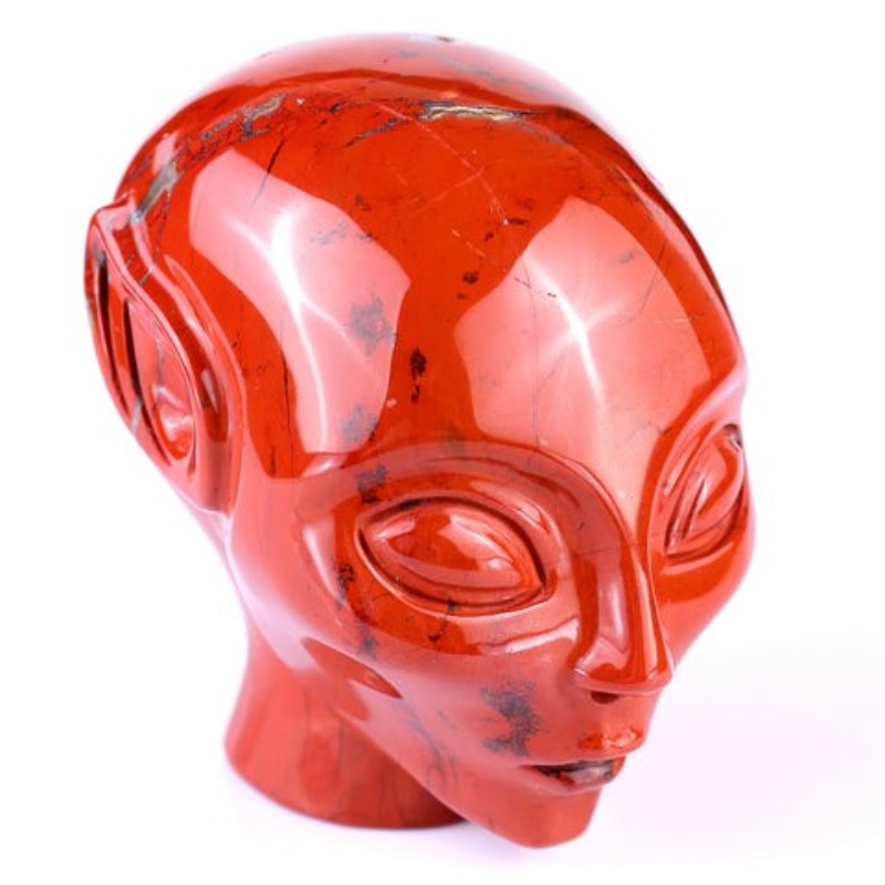 Crâne extraterrestre en jaspe rouge – Fournisseur de crânes en cristal en gros
