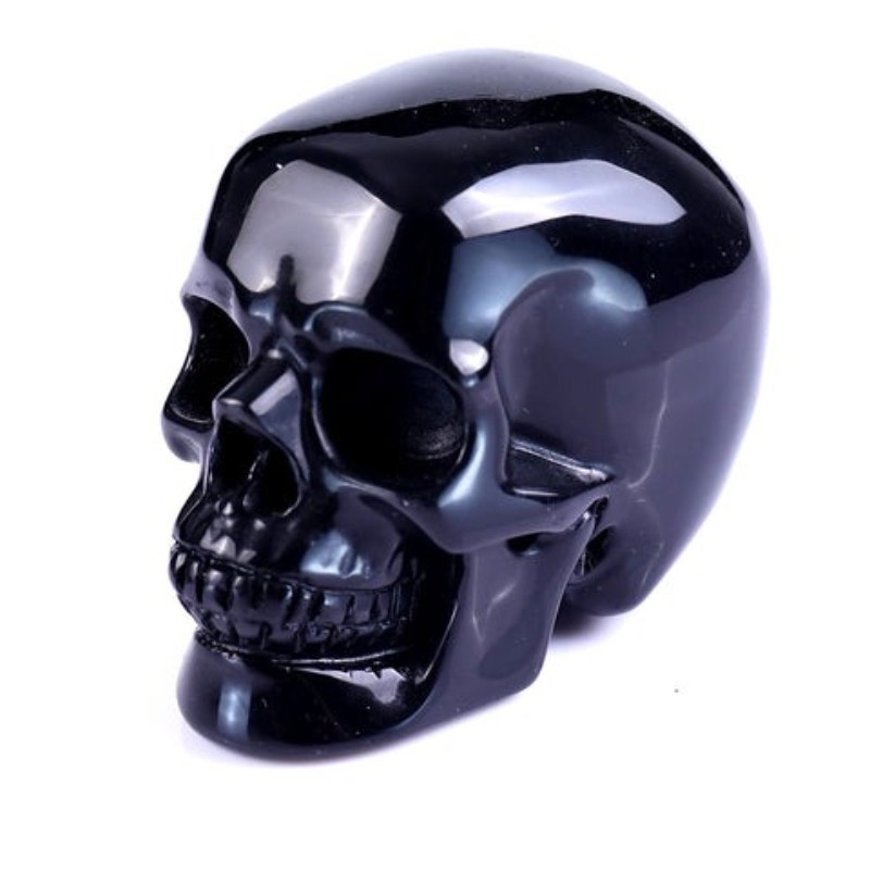 Crâne en obsidienne naturelle sculptée en cristal, vente en gros