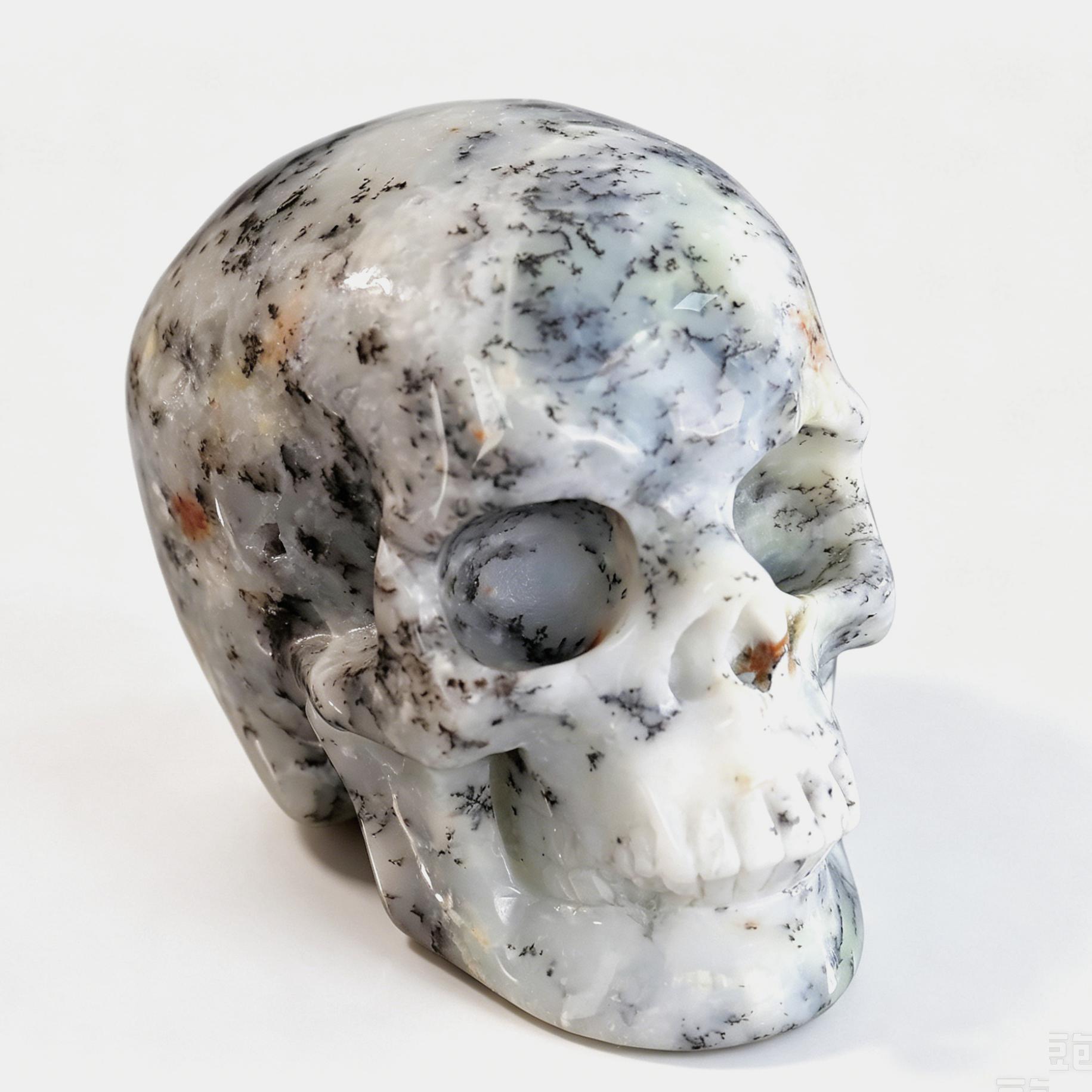 Tree Pattern White Opal Skull